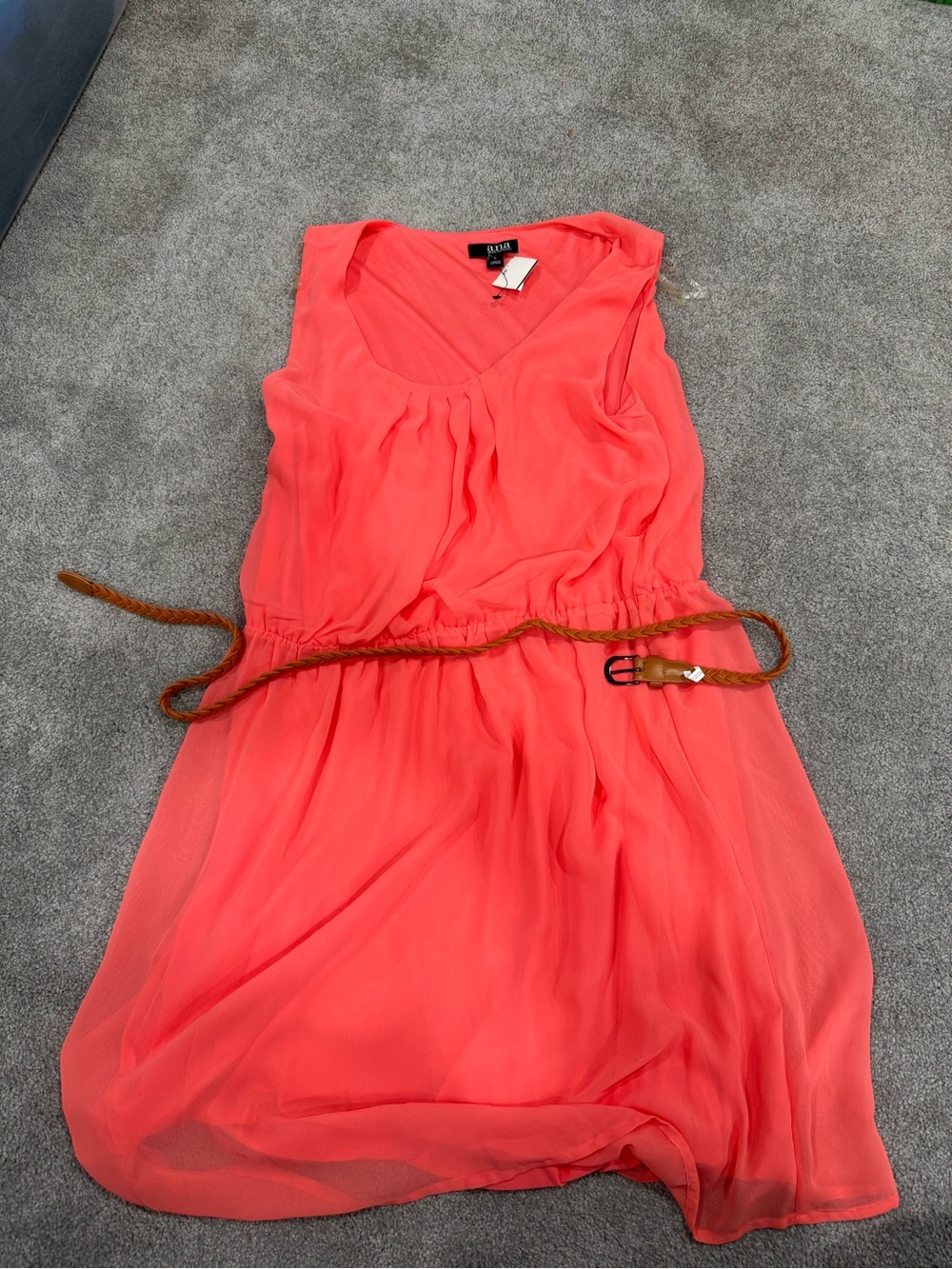 a.n.a Coral Sleeveless Midi Dress with Braided Belt